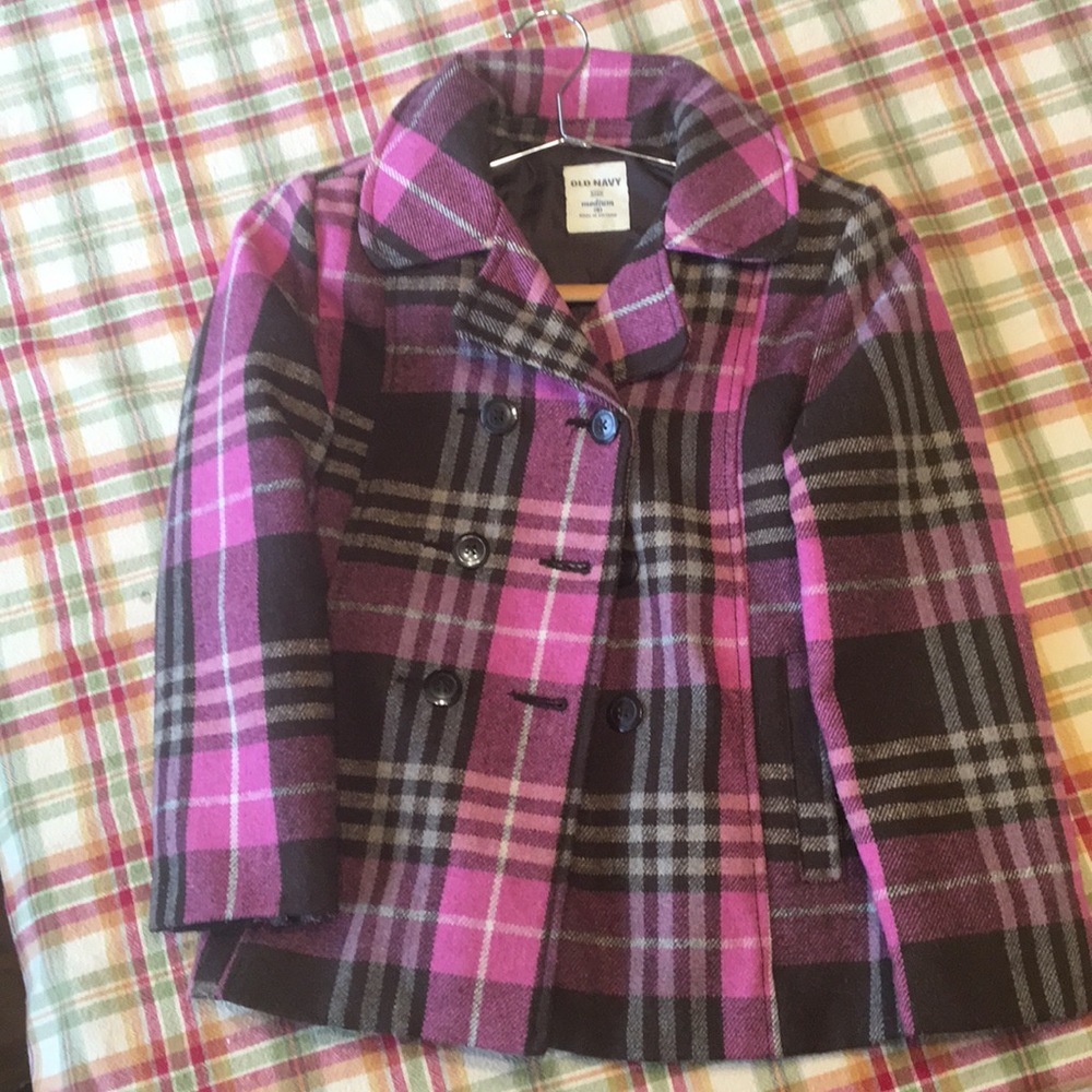Old Navy plaid pea coat